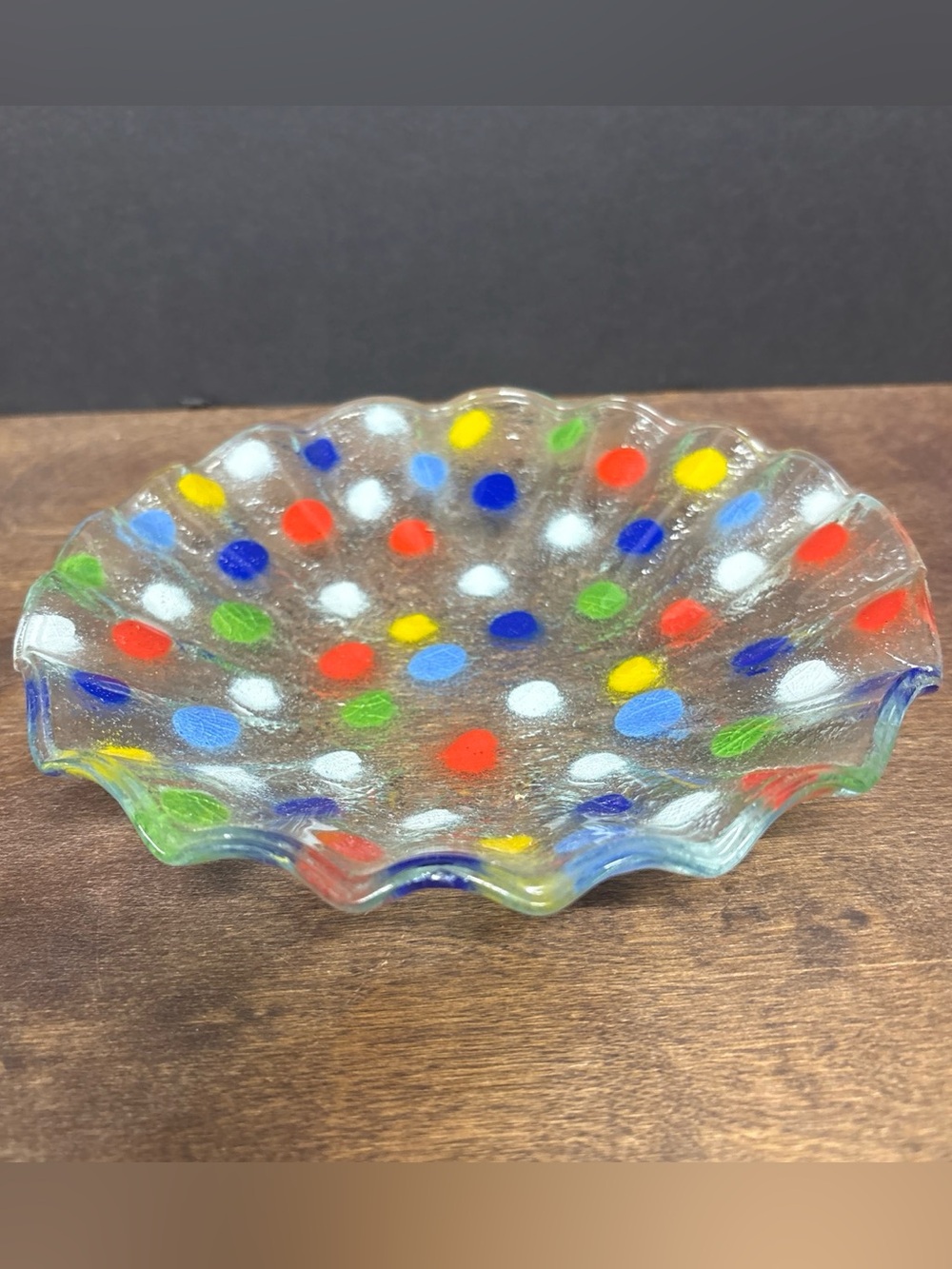 Handcrafted Multicolor Polka Dot Glass Decorative Bowl